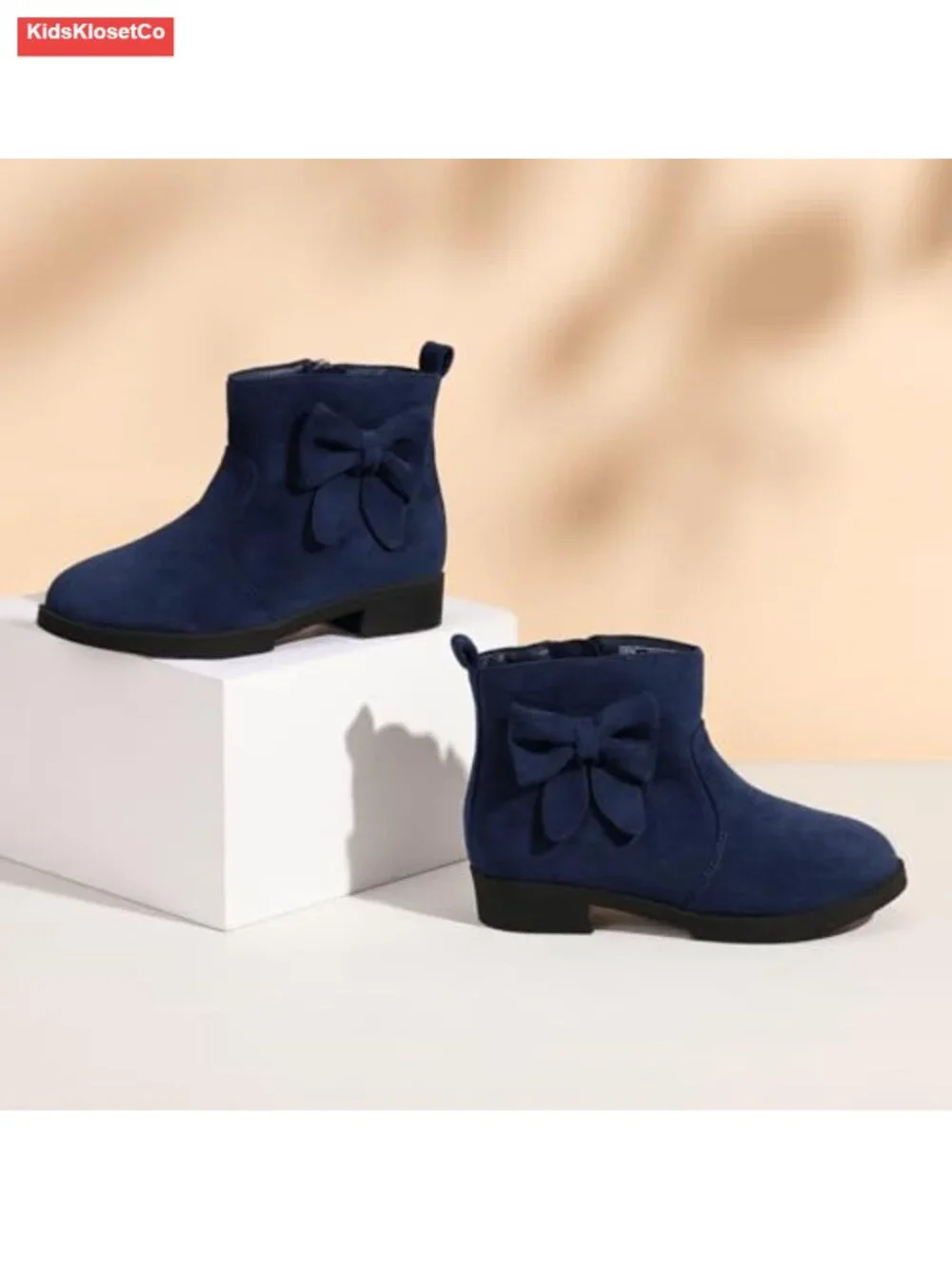 Girls Bowknot Ankle Boots Suede Side Zipper Dress Booties